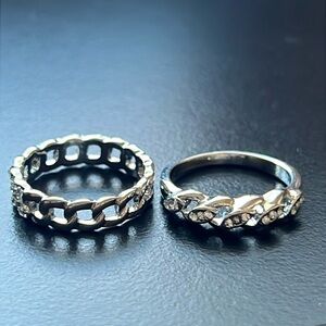 Two Stackable Silver Tone Bands